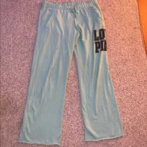 Pink VS teal sweatpants